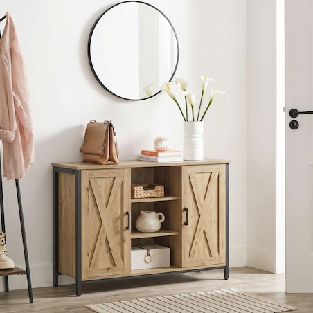 Komoda do salonu nowoczesny styl, dąb artisan, czarny