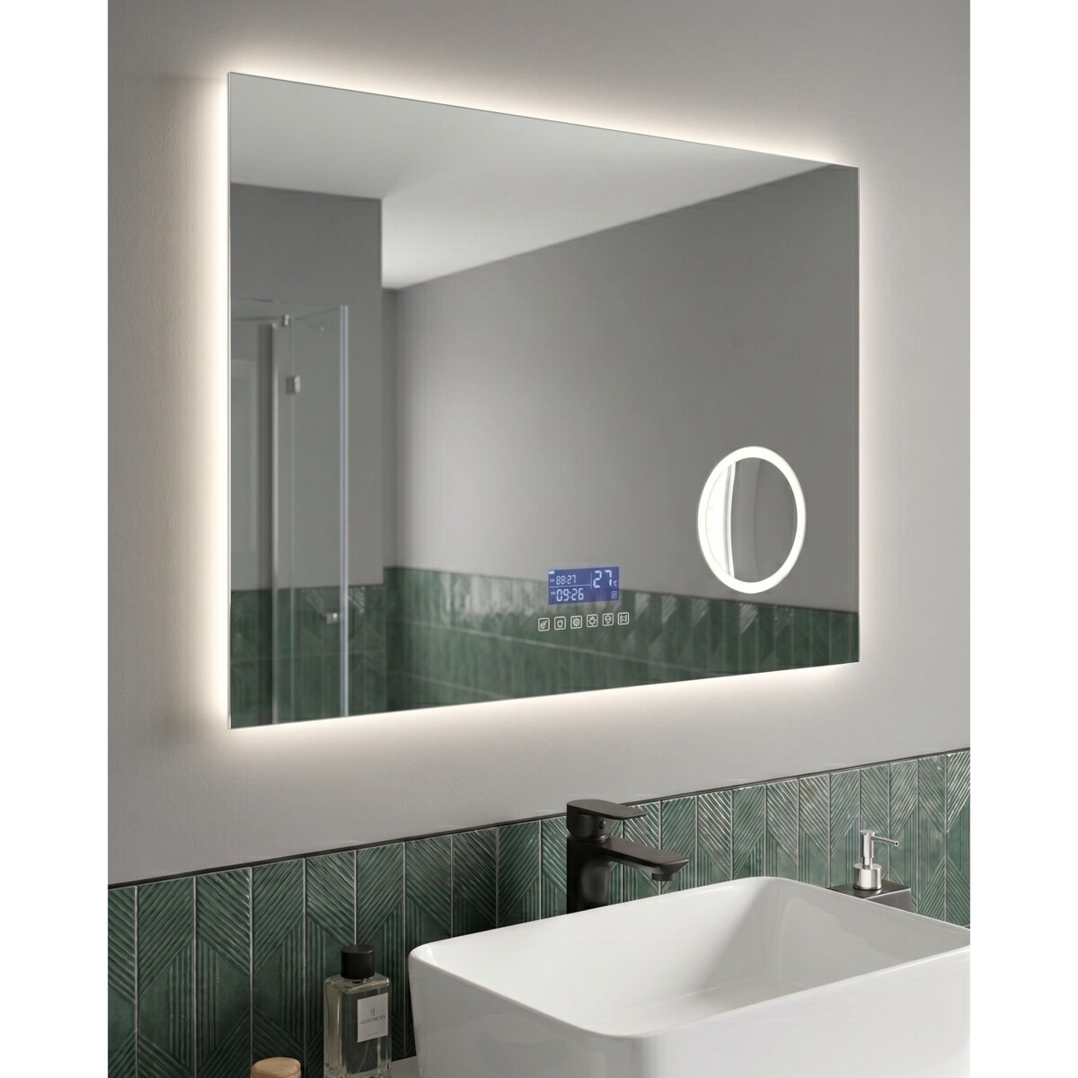 Lustro łazienkowe LED MONTARON 80 cm 60 cm Srebrny