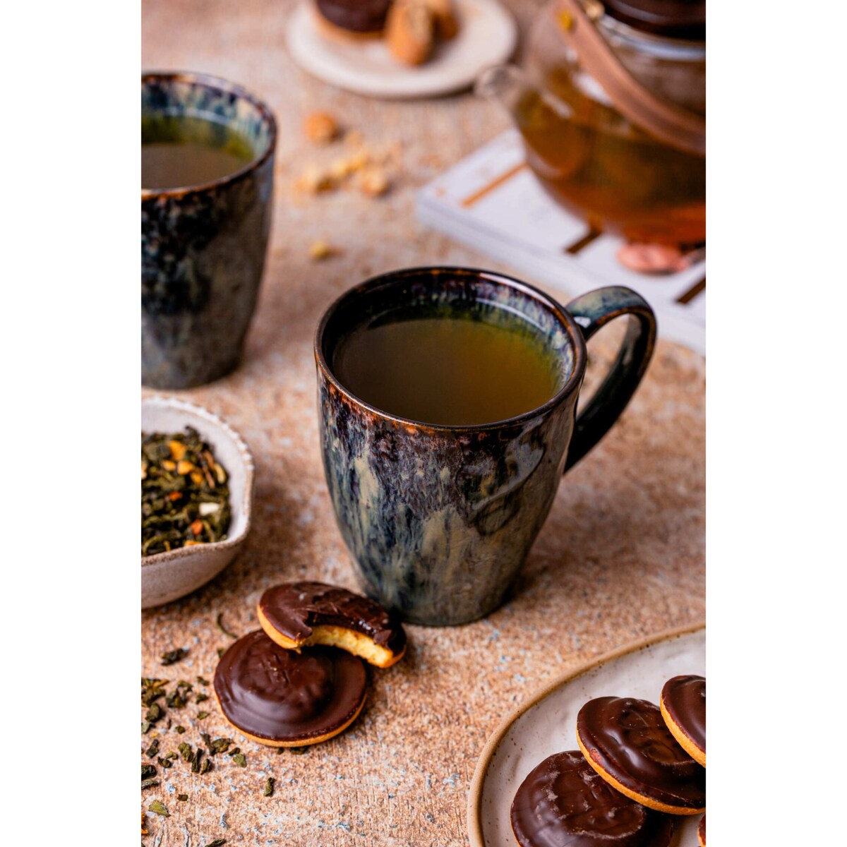 Zestaw kubków Kasai żółto-zielony dla 6 osób Nowoczesny Do zmywarki Komplet