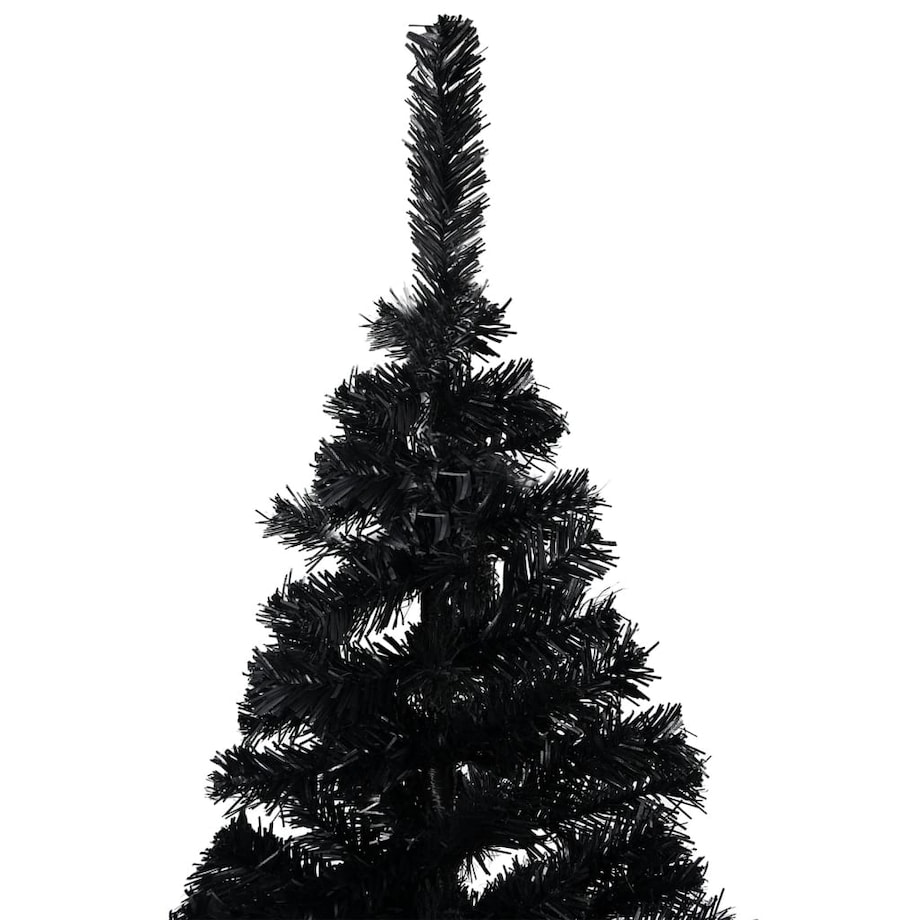 vidaXL Sztuczna choinka z lampkami i bombkami, czarna, 150 cm, PVC
