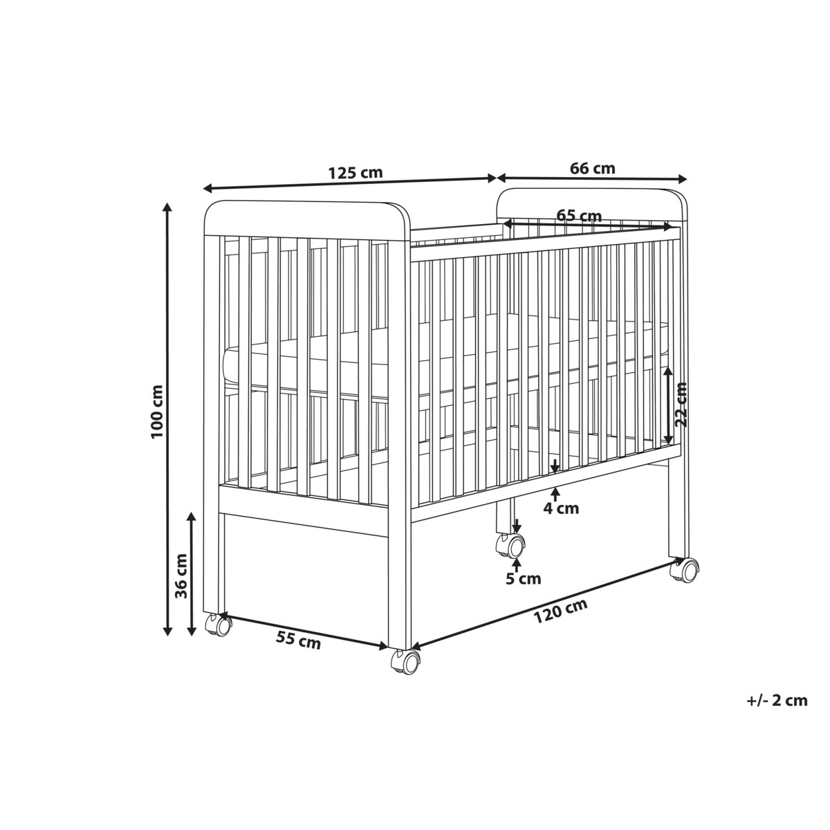 Łóżeczko dziecięce Drewno sosnowe BODMIN 60 x 120 cm Z kółkami Jasnobrązowy