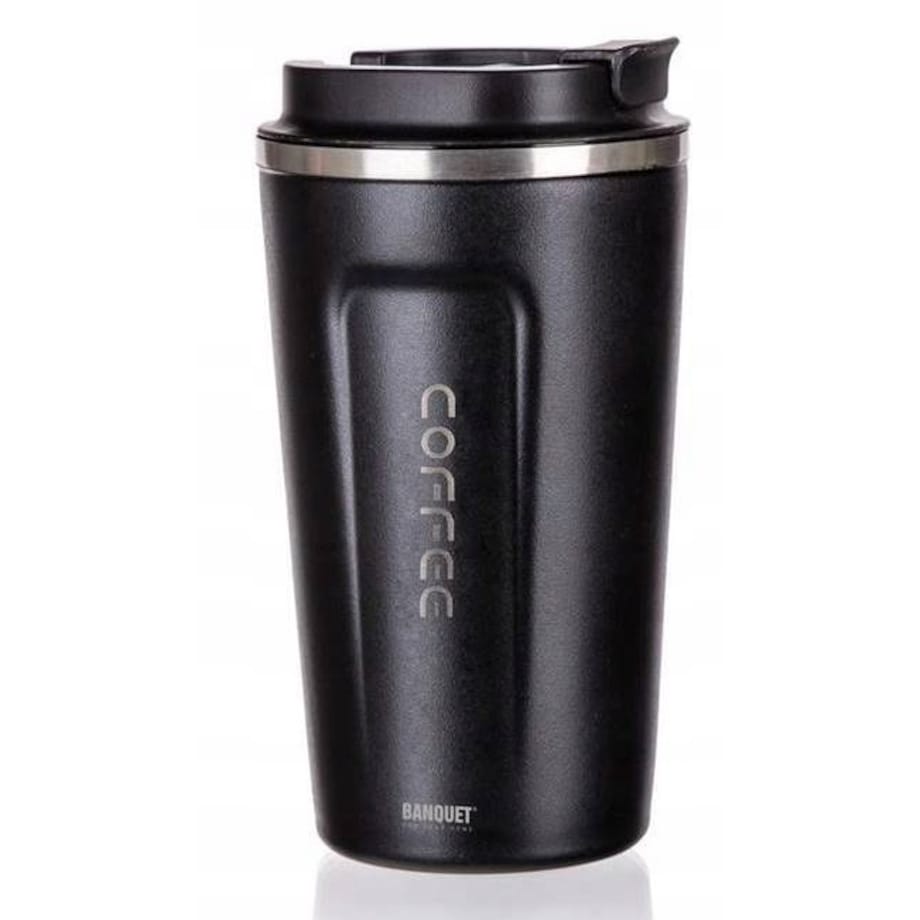 KUBEK PODRÓŻNY TERMICZNY termos 450 ml CZARNY na kawę herbatę do pracy