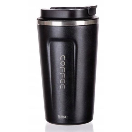 KUBEK PODRÓŻNY TERMICZNY termos 450 ml CZARNY na kawę herbatę do pracy