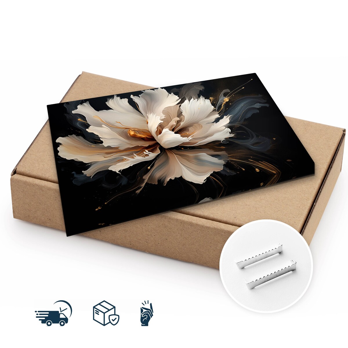 Obraz Canvas Do Salonu Natura Biały Kwiat Styl Glamour Abstrakcja 70x50cm