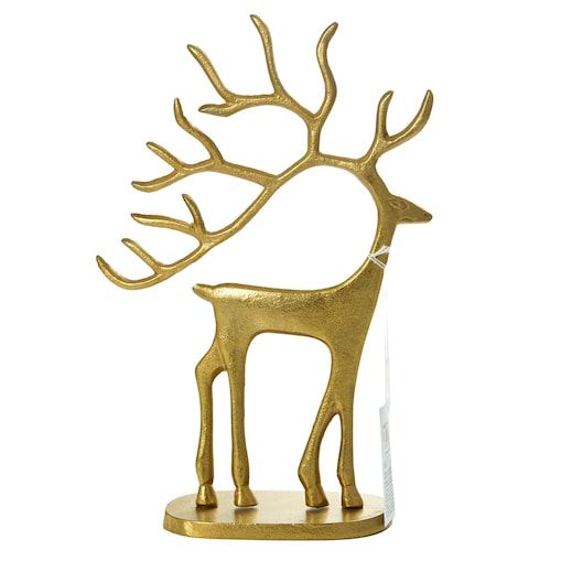Figurka Renifer Jeleń 23X8X31.5 Cm Dekoracja Świąteczna Metalowa Złota