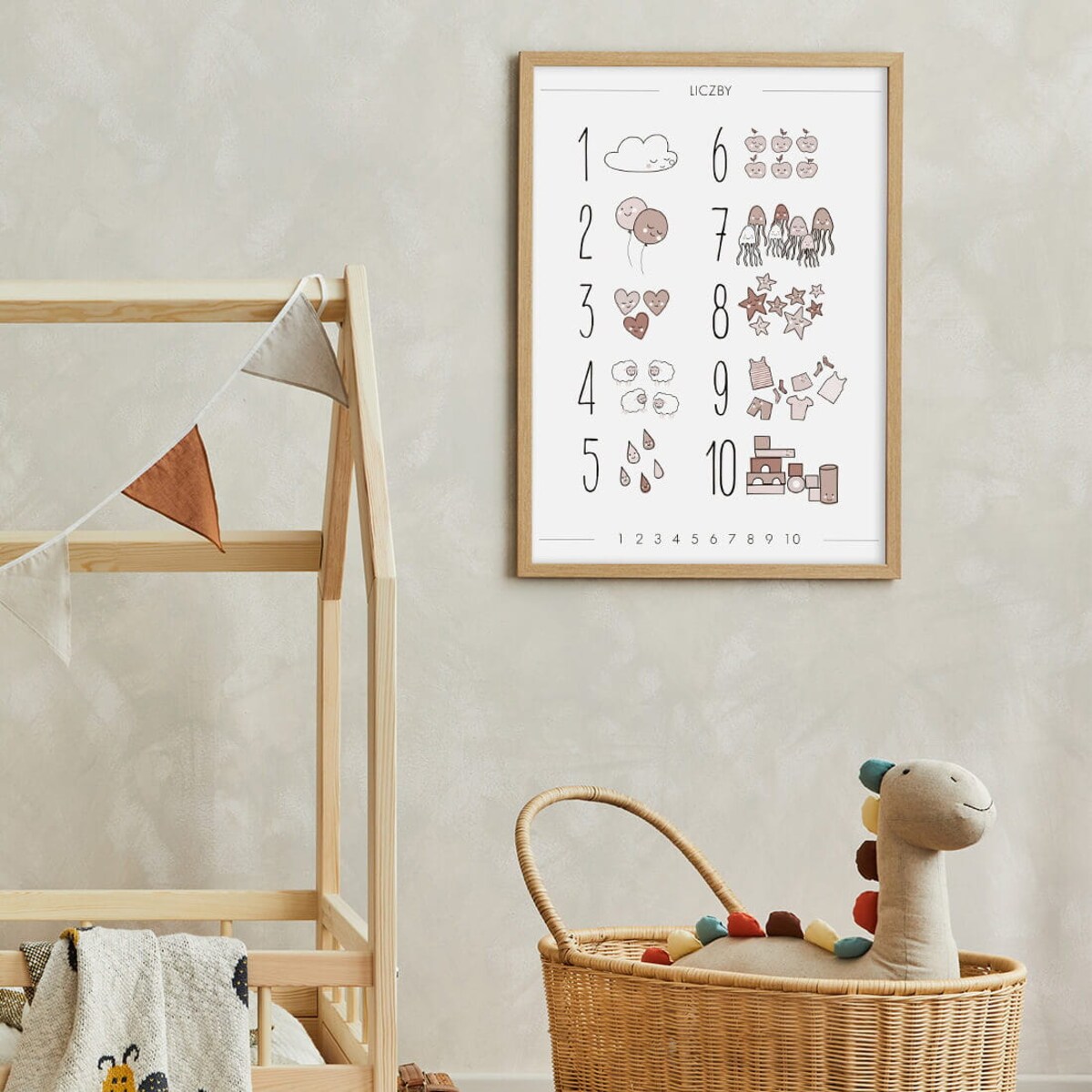 Plakat dla dzieci Liczby boho 4 50x70