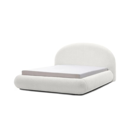 Łóżko tapicerowane 160x200 cm białe bouclé Riaci