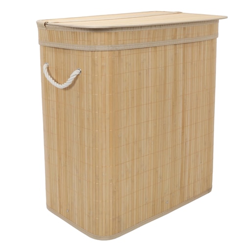 Bambusowy kosz na pranie, dwukomorowy ARVI, 100 l