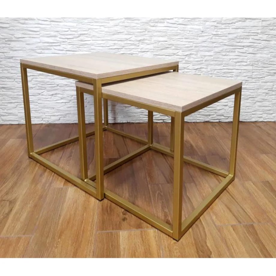 Stolik kawowy 2w1 CUBE dąb sonoma/złoty