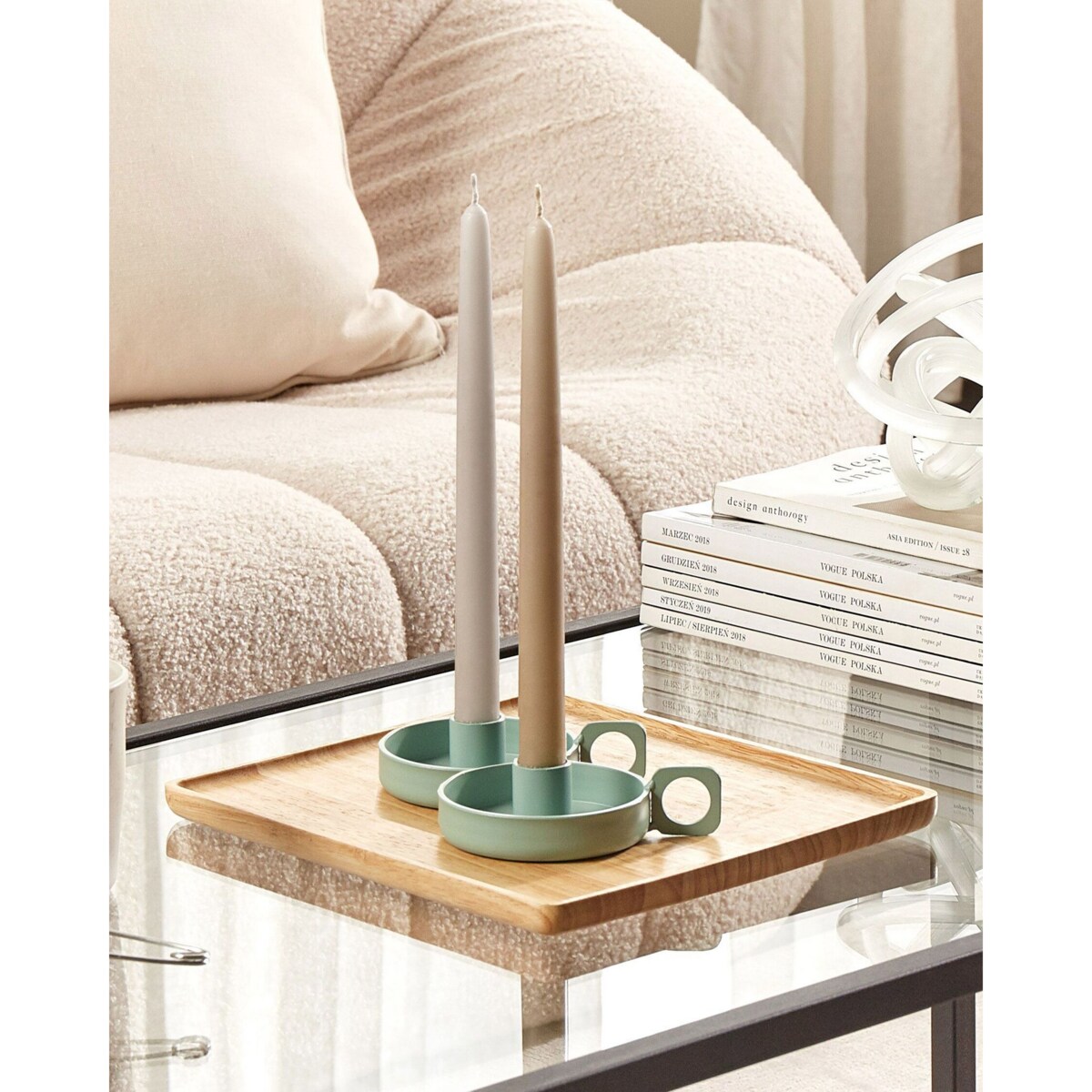 Zestaw 2 świeczników żelazny zielony CHORIO