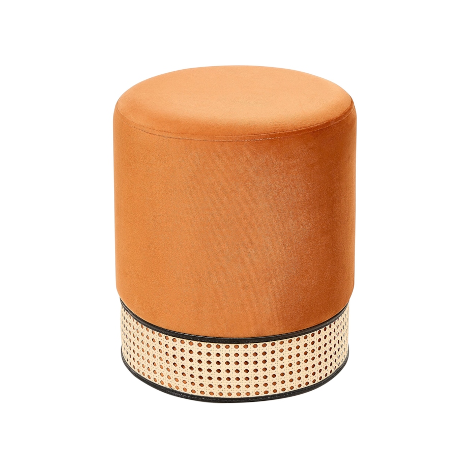 Puf welurowy ⌀ 35 cm pomarańczowy YANKTON