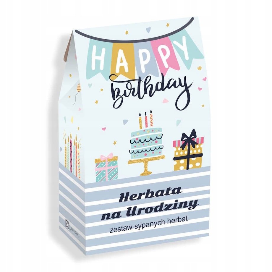 BOX z kawą herbatą zaparzaczem i kubkiem na urodziny 33,5x23x10cm B. DUŻY!