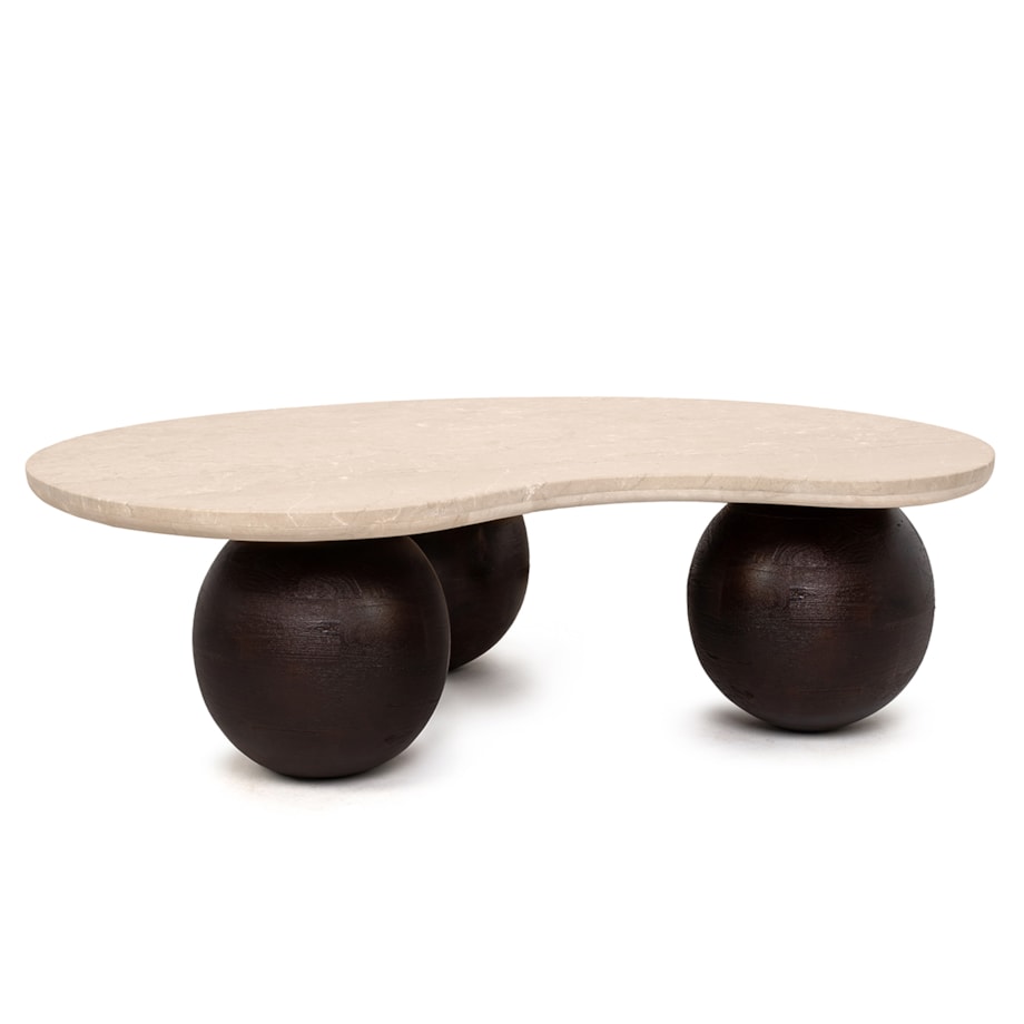 MaMaison stolik kawowy ORGANIC trawertyn / drewno