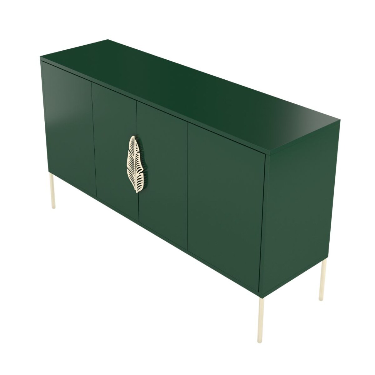 Zielona komoda Skandica MERLIN ze złotymi dodatkami