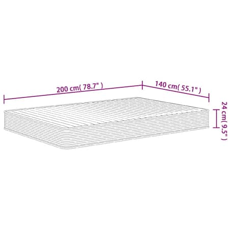 vidaXL Materac piankowy, średnio miękki, 140x200 cm