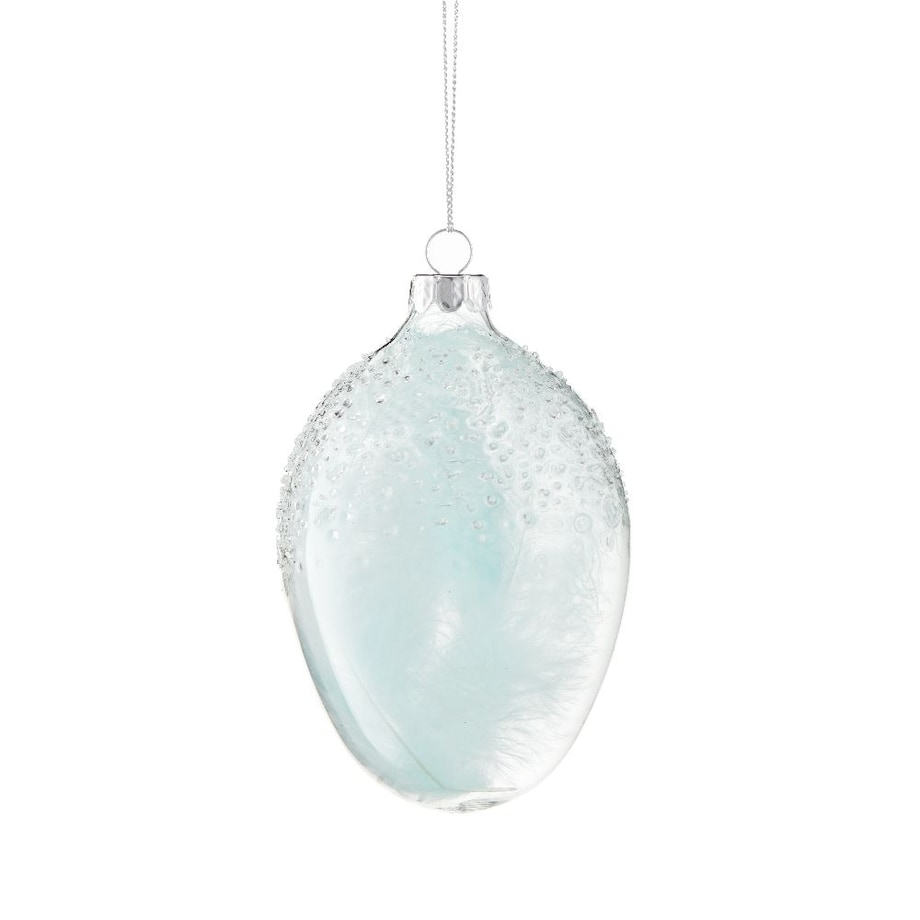VILLA ITALIA Bombka jajko szklane z piórkami przeźroczysta 12 cm