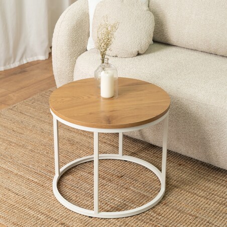 Stolik Kawowy Okrągły Loft Skandynawski Mały Ława Okrągła Mała ANN