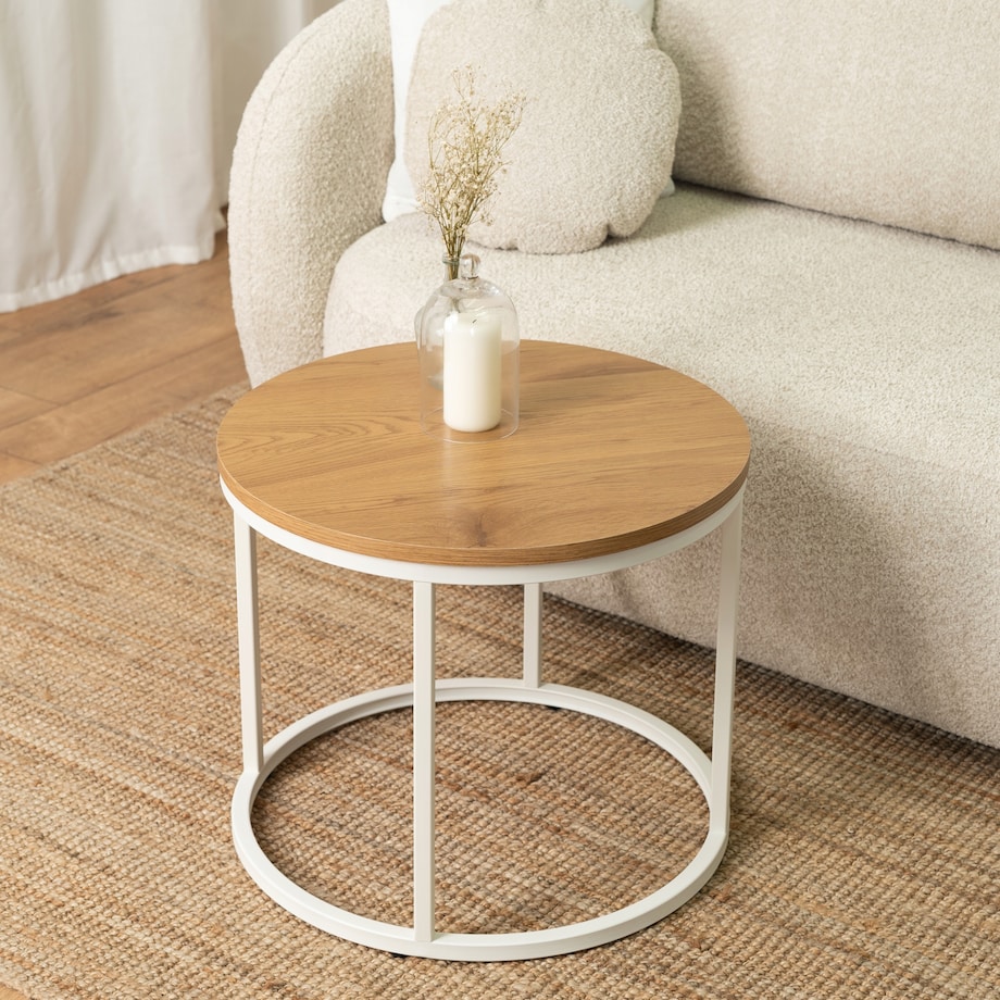 Stolik Kawowy Okrągły Loft Skandynawski Mały Ława Okrągła Mała ANN