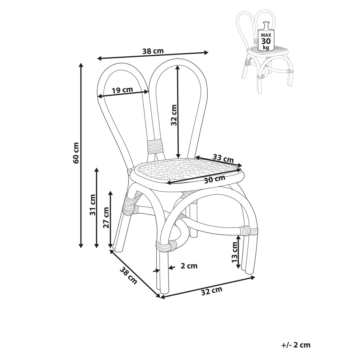 Krzesło rattanowe dla dzieci naturalne DESIMI