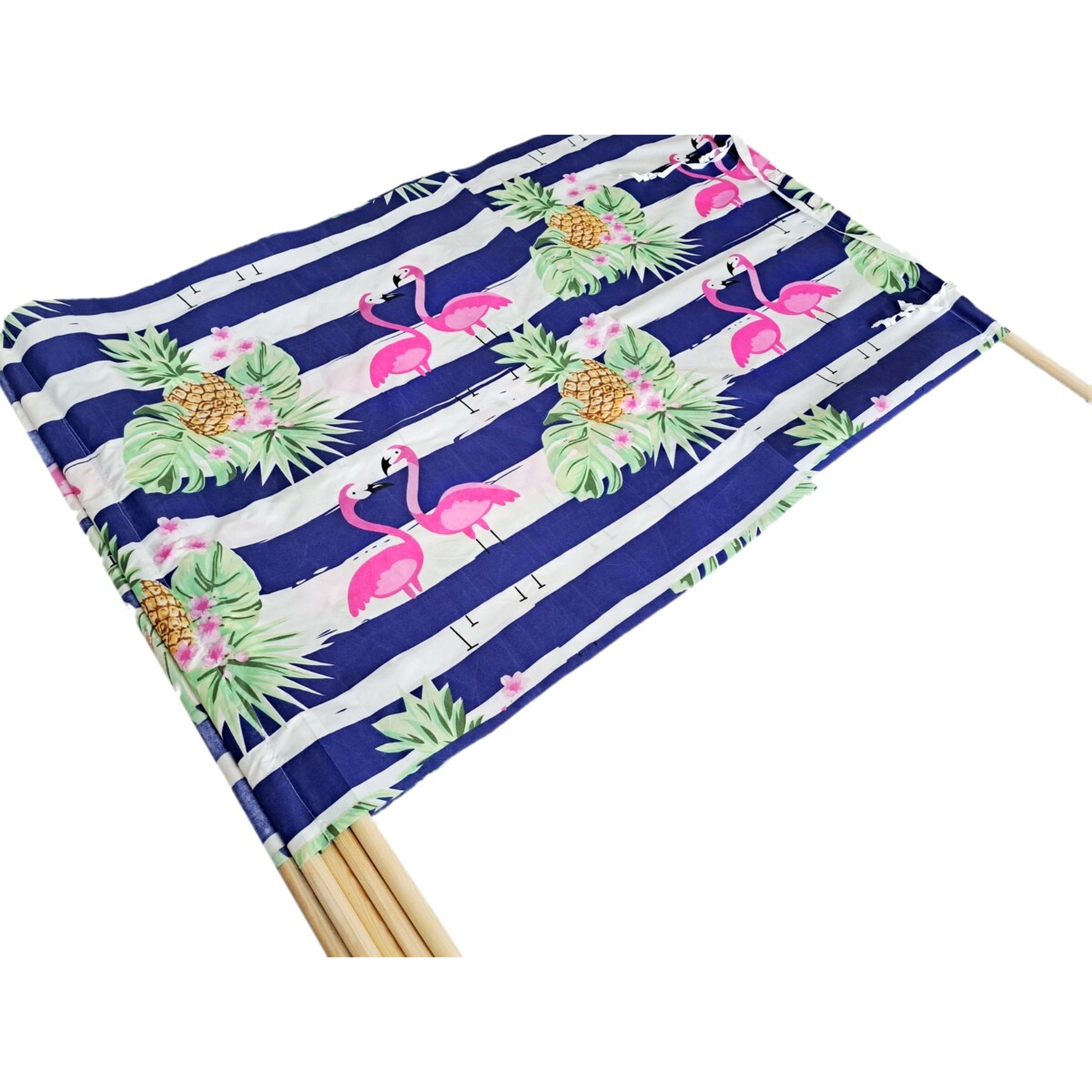 Parawan Plażowy Zasłona 12 M Na Plażę Składany Letni Flamingi W Paski Młotek W Zestawie