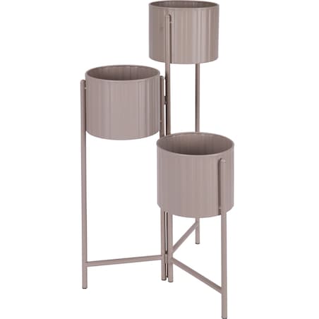 Kwietnik metalowy loftowy z 3 osłonkami 68x29x39 cm NARDO taupe