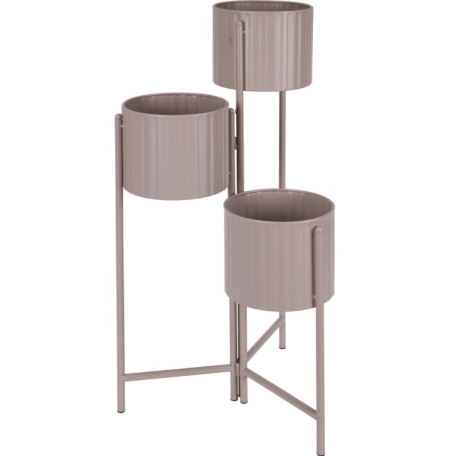 Kwietnik metalowy loftowy z 3 osłonkami 68x29x39 cm NARDO taupe
