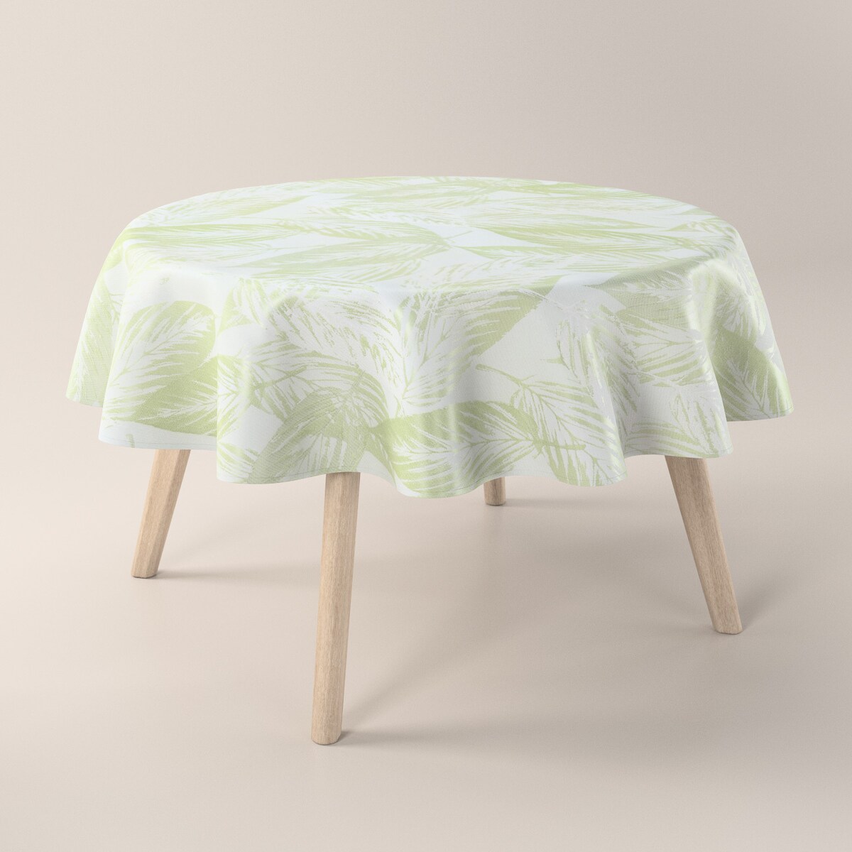 Obrus okrągły 130 x 130 cm zielone liście