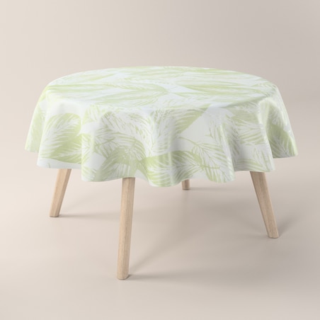 Obrus okrągły 130 x 130 cm zielone liście