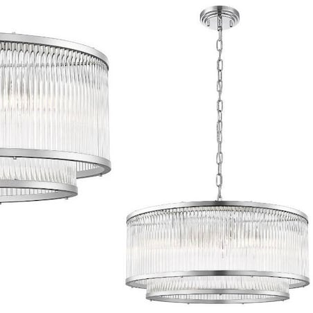 LAMPA wisząca SERGIO P0528-06H-F4AC Zumaline okrągła OPRAWA szklany ZWIS na łańcuchu srebrny