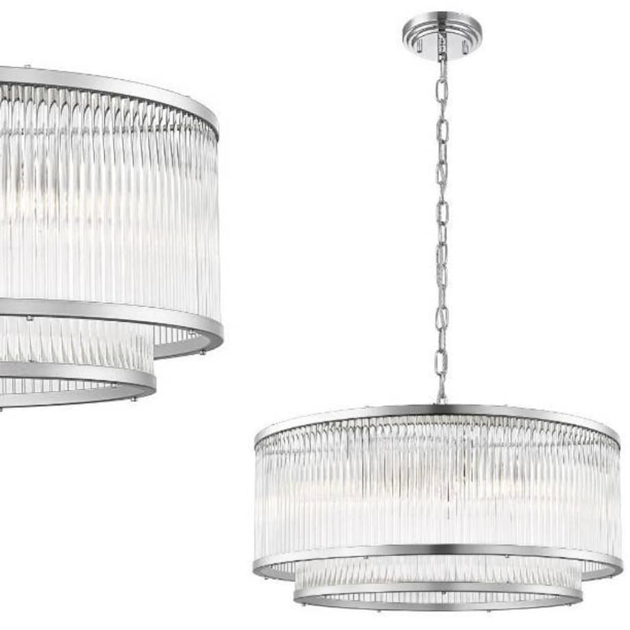 LAMPA wisząca SERGIO P0528-06H-F4AC Zumaline okrągła OPRAWA szklany ZWIS na łańcuchu srebrny