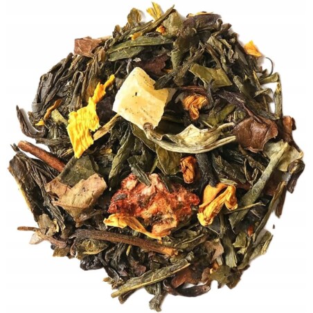 Herbata zielona WOLNOŚĆ premium truskawki ananas kwiat słonecznika 120g - herbata liściasta sypana mieszanka napar susz