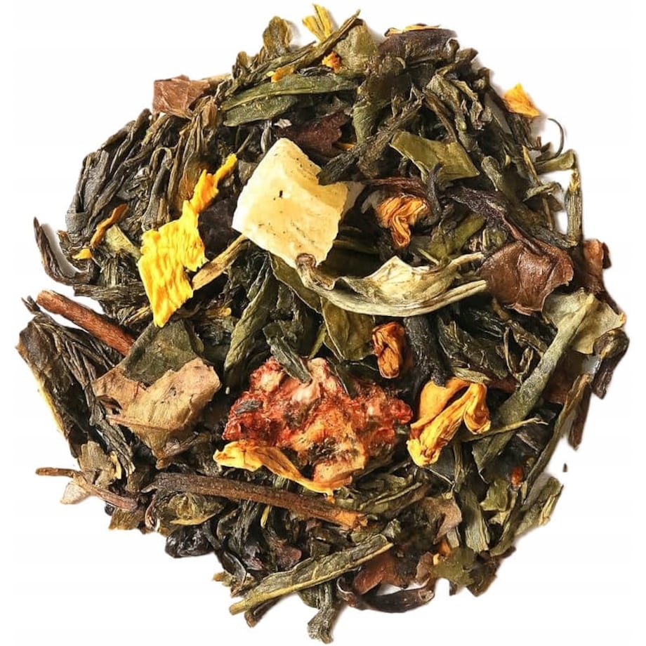 Herbata zielona WOLNOŚĆ premium truskawki ananas kwiat słonecznika 120g - herbata liściasta sypana mieszanka napar susz