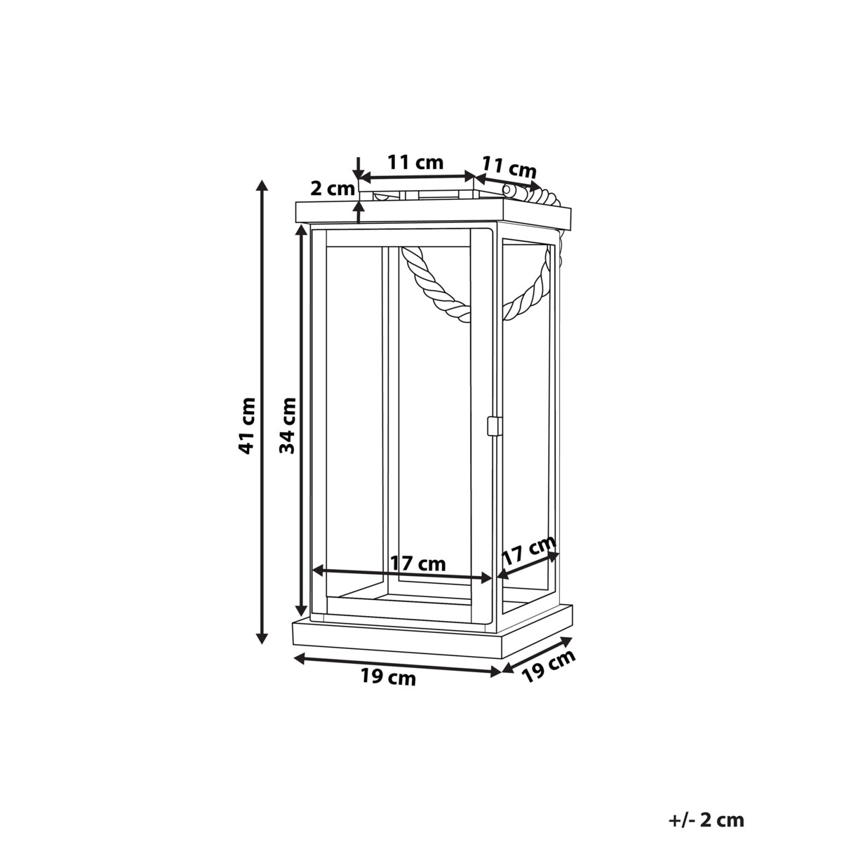 Lampion szklany 41 cm mosiężny BORNEO