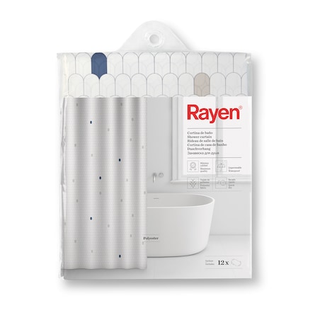 Zasłona prysznicowa Rayen - 180 x 200 cm, Szary