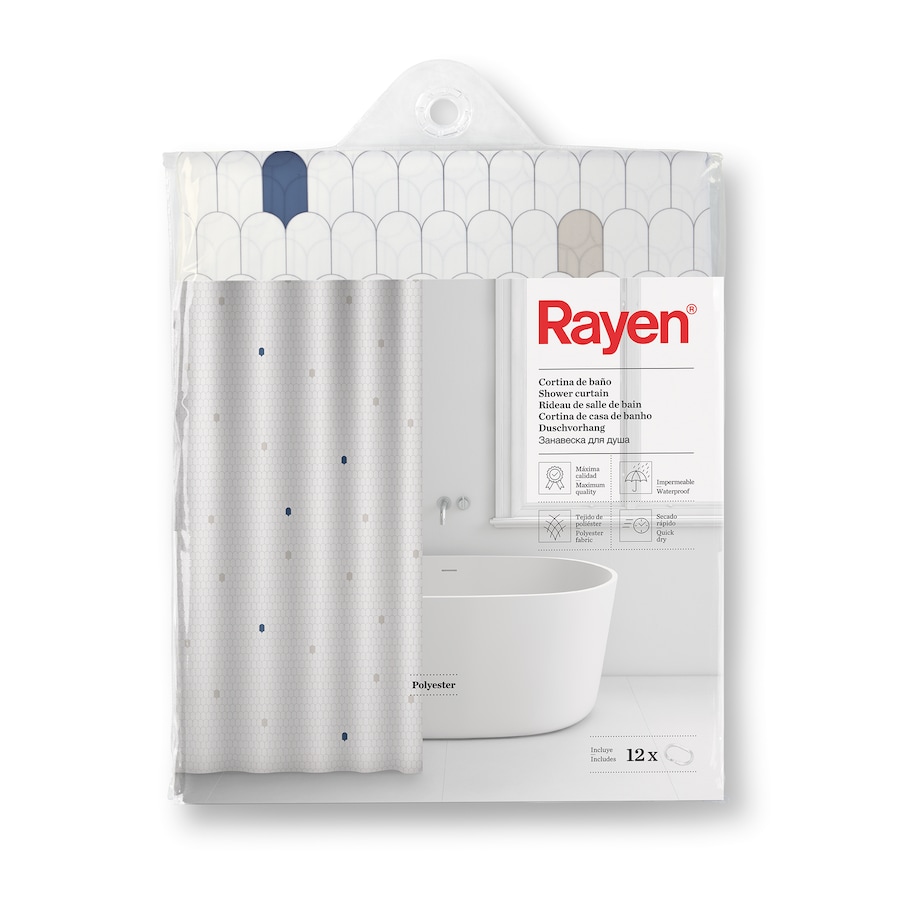 Zasłona prysznicowa Rayen - 180 x 200 cm, Szary