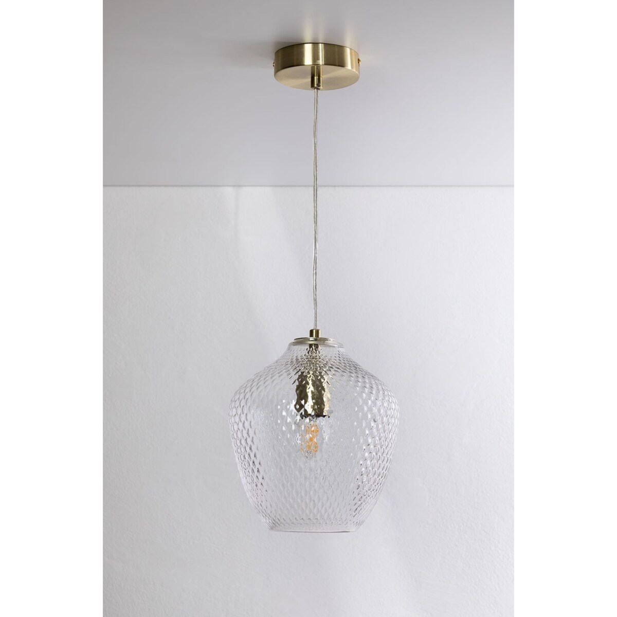 Lampa wisząca złota ze szklanym kloszem Yulen