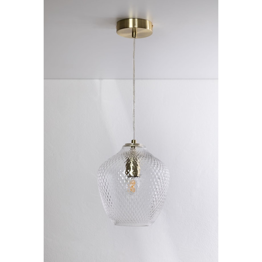 Lampa wisząca złota ze szklanym kloszem Yulen