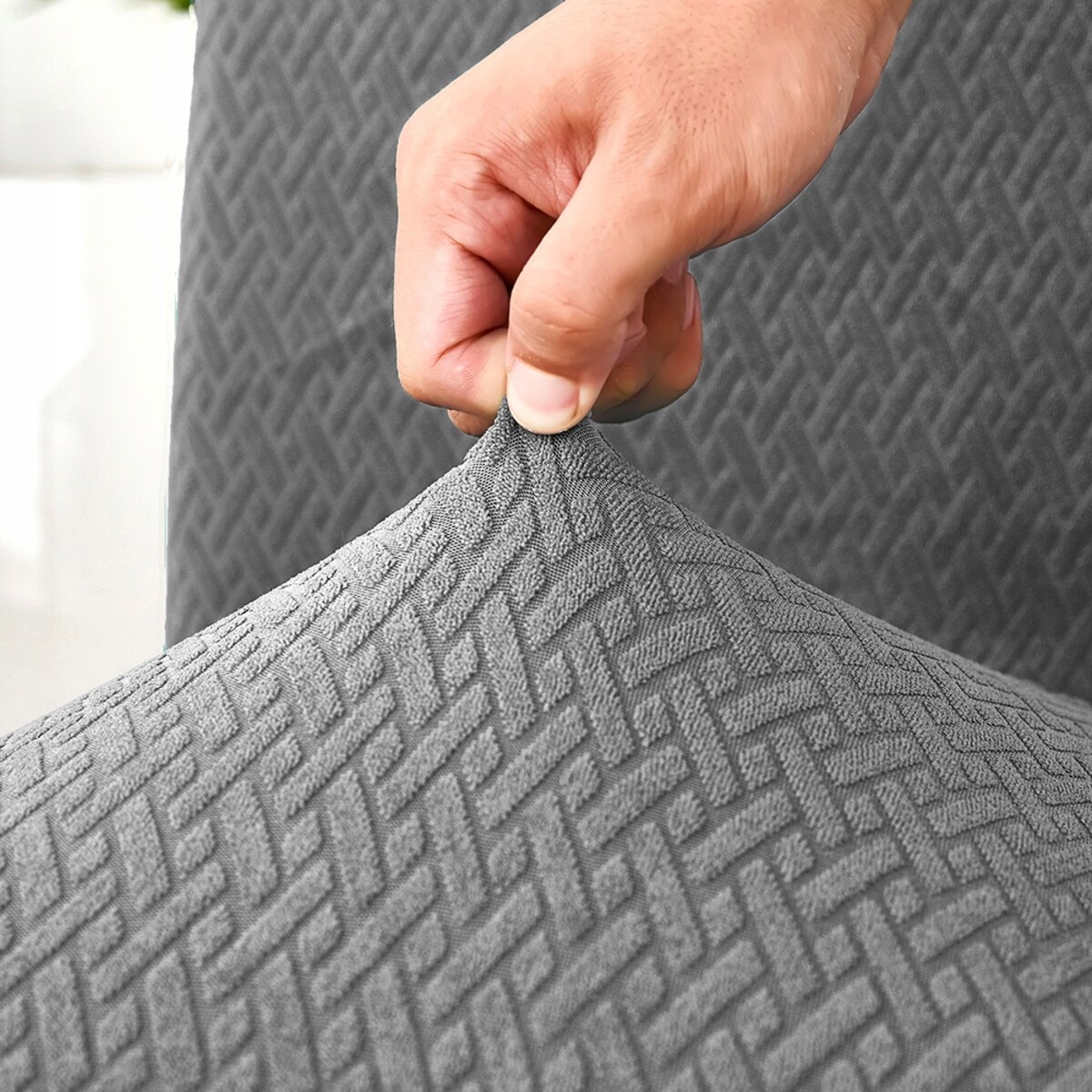 POKROWIEC NA KRZESŁO SZARY ŻAKARD ELASTYCZNY [10-Z1-ST]