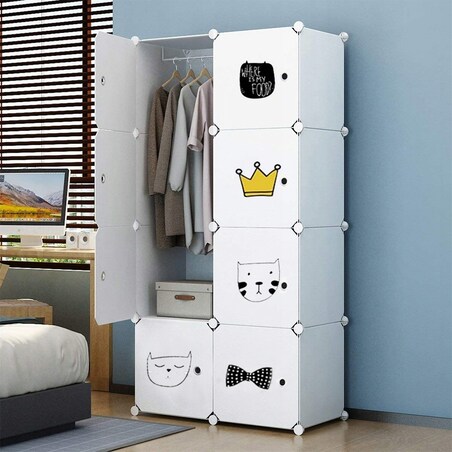 Szafa garderoba ubraniowa biała półki regał słupek na zabawki pojemna duża
