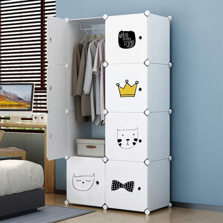 Szafa garderoba ubraniowa biała półki regał słupek na zabawki pojemna duża