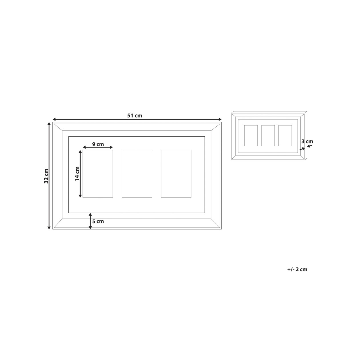 Multiramka na 3 zdjęcia lustrzana srebrna DALABA
