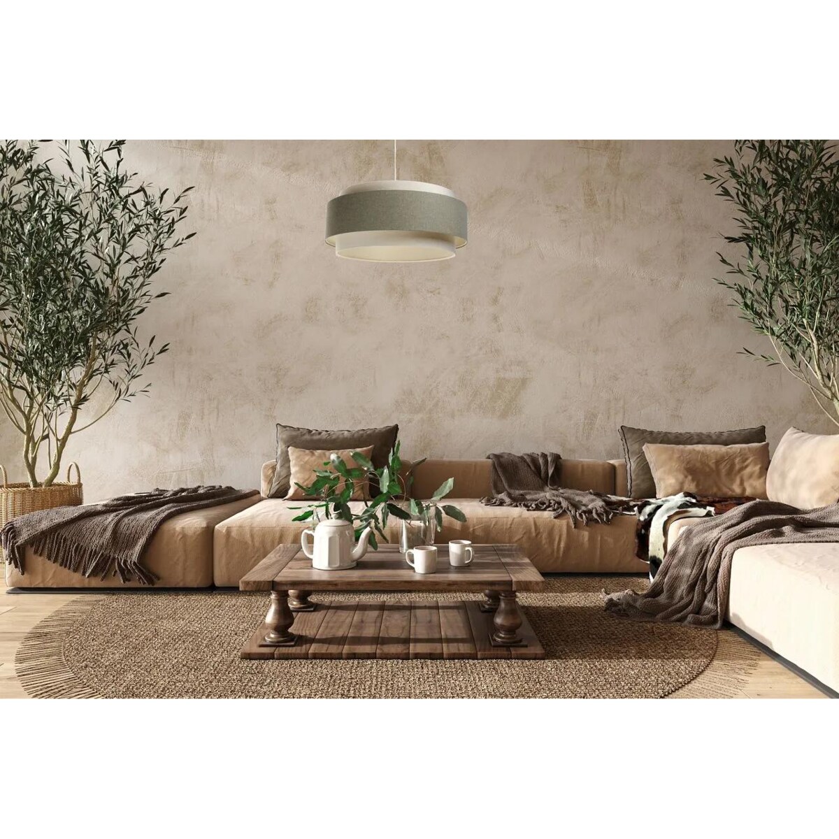 Lampa wisząca ERUTAN DUDU kremowa/zielona