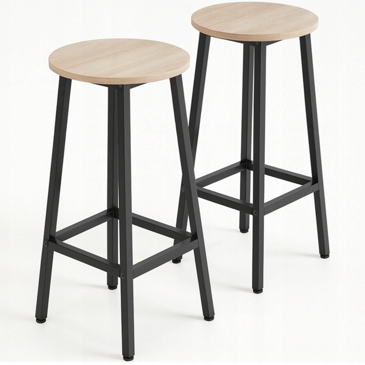 2x krzesło wysokie hoker barowy kuchenny stołek taboret metalowy dąb 65 CM