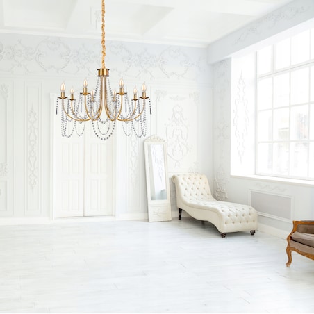 Lampa Kryształowa Wisząca Duża Żyrandol Złoty