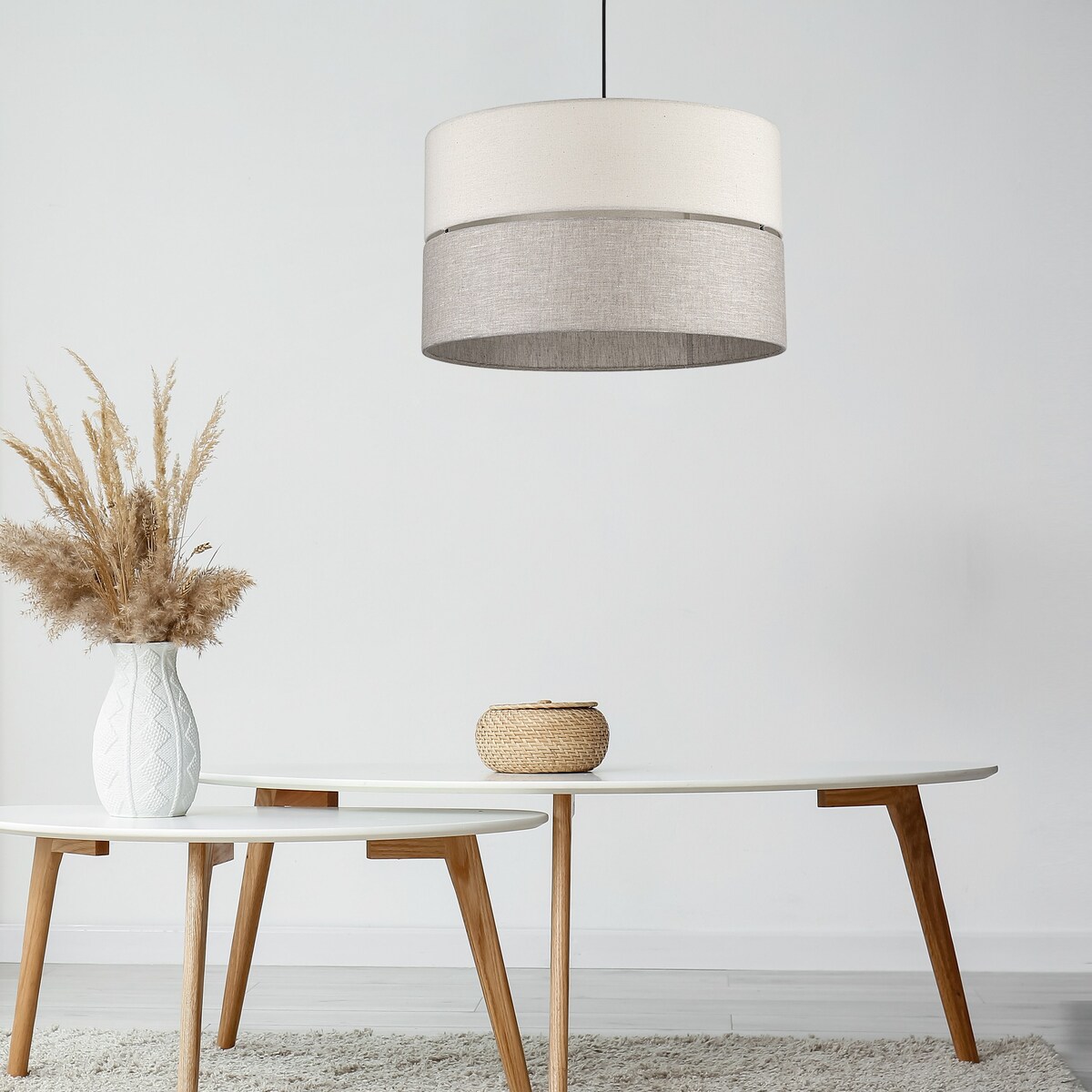 Lampa wisząca TK Lighting ECO 5773, 3xE27, regulowana, szaro-beżowe klosze, czarna podstawa
