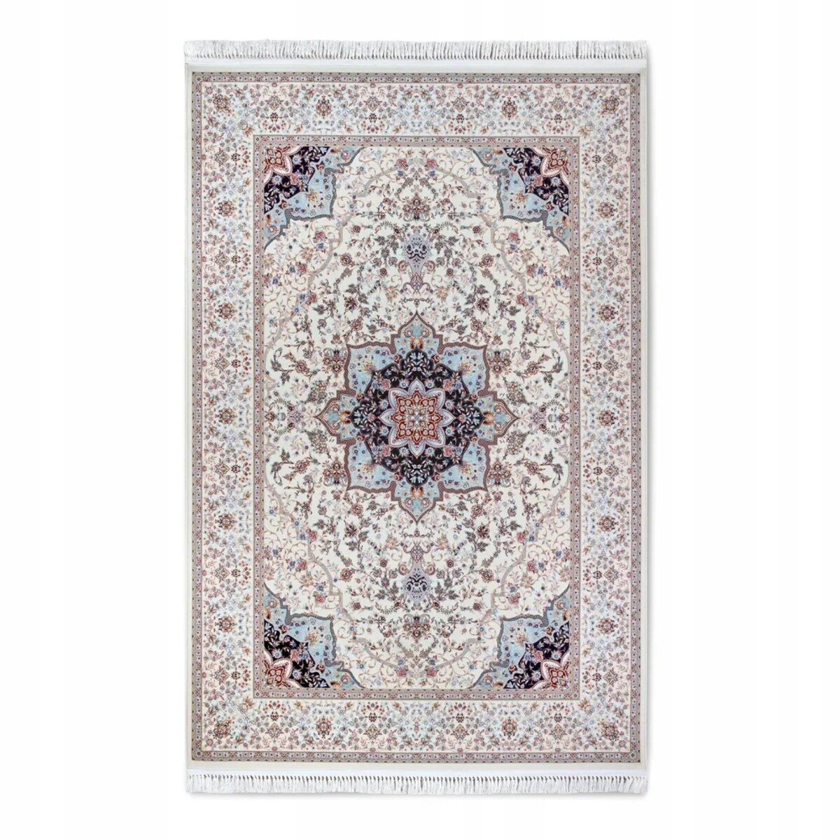 Dywan tradycyjny do salonu 155x235cm,klasyczny kremowo zielony z frędzlami