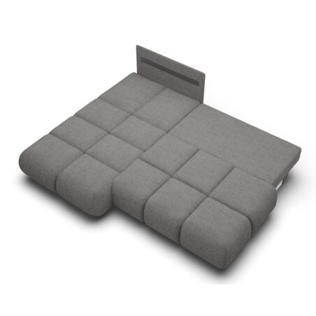 Pikowany Narożnik MILA rozkładany bez boczków lewy szary