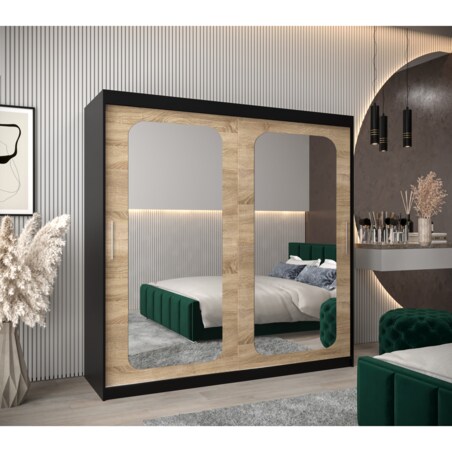 Szafa przesuwna Garderoba PROMO T3 200 czarny/sonoma