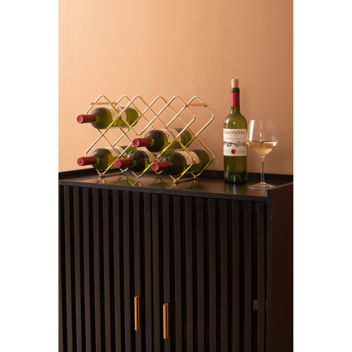 Metalowy stojak na wino DIAMONDS, 40,5 x 27,5 x 15,5 cm