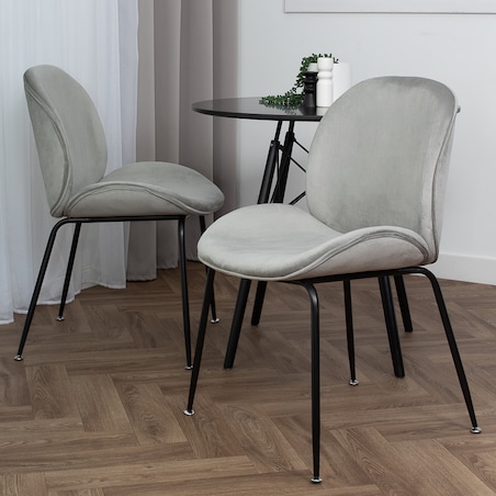 Krzesło tapicerowane welurowe do salonu jadalni jasnoszare